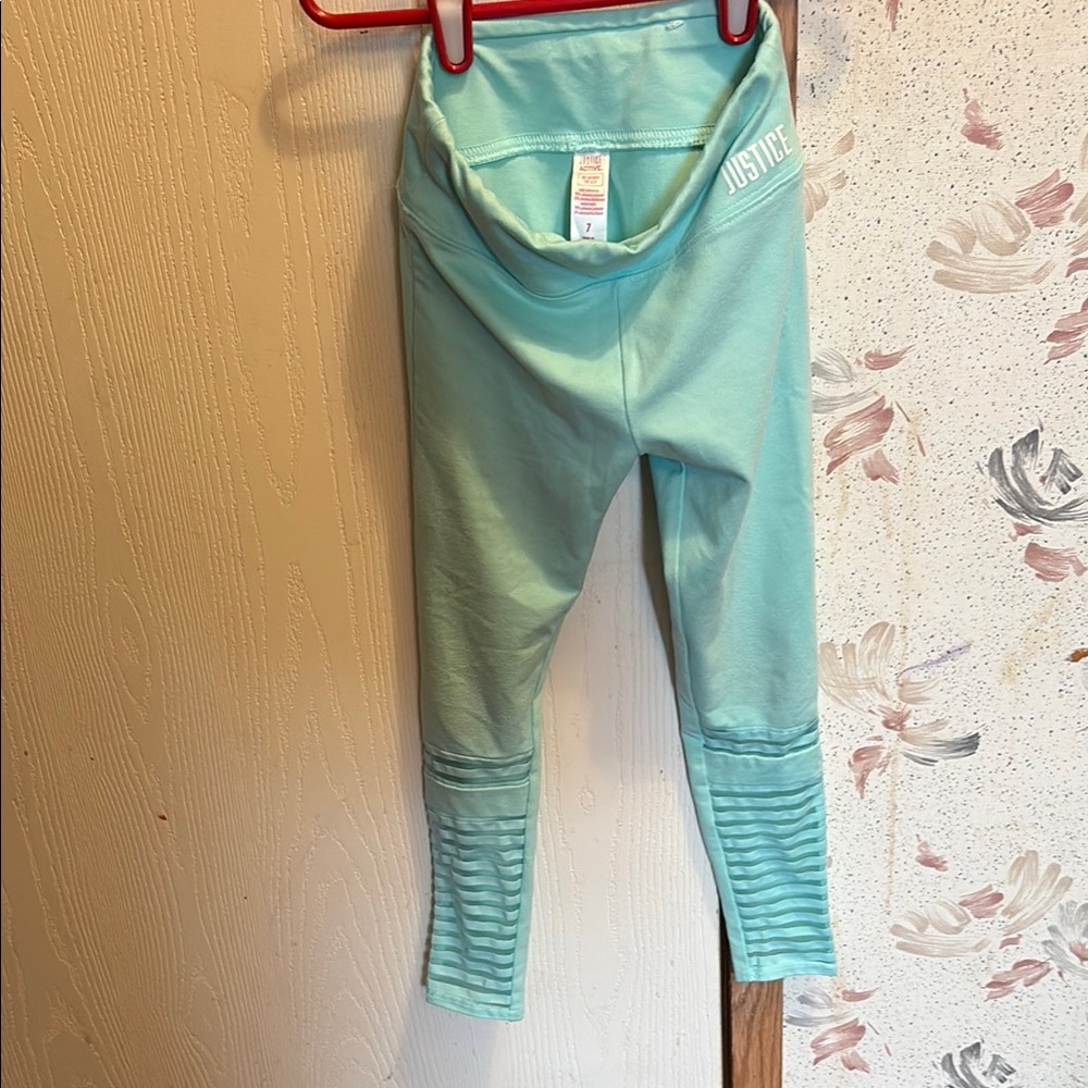 Justice light green Ribbed Leggings for Active Wear